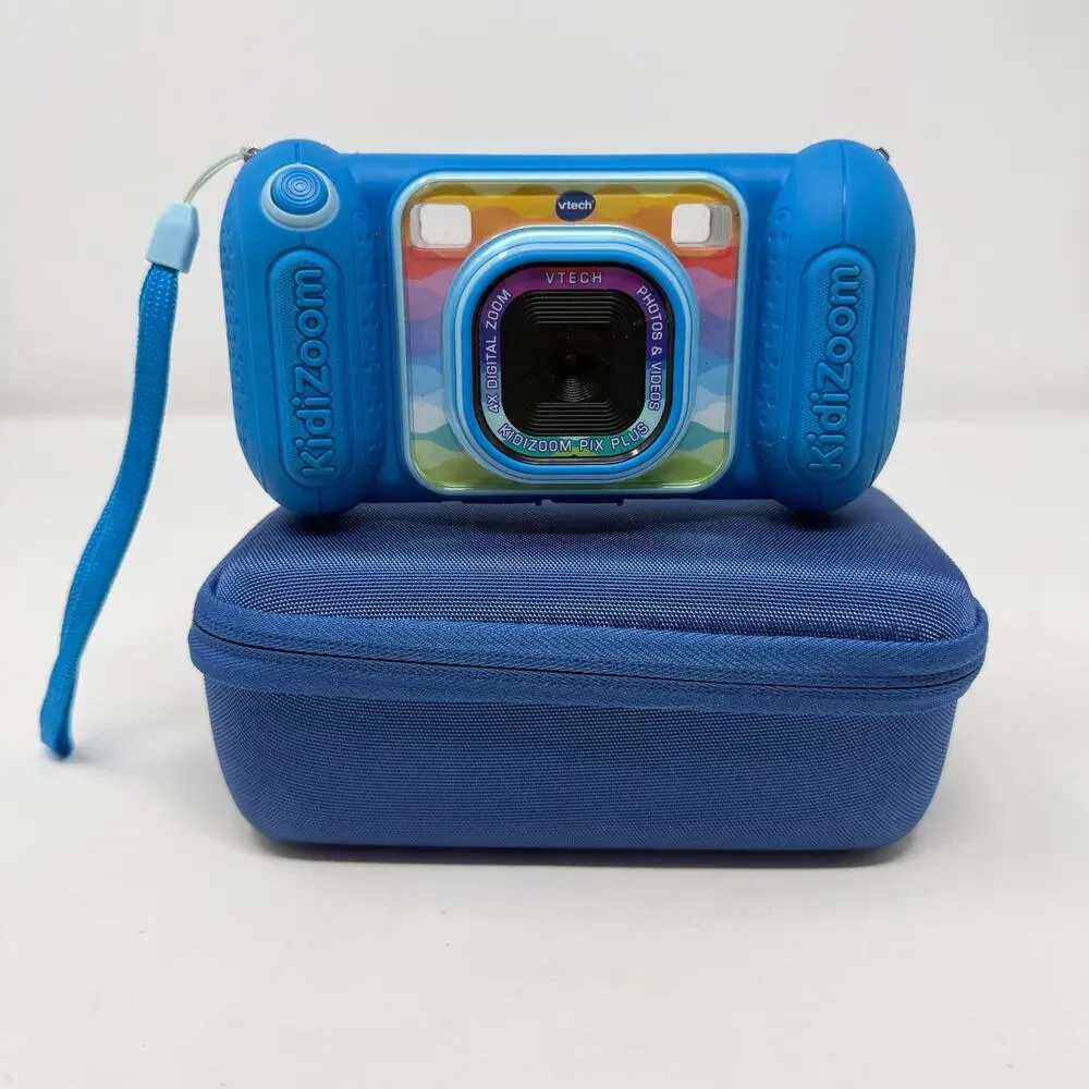 VTech KidiZoom Camera Pix Plus Blue Kids Digital 2MP 4X Zoom Case Tested Works